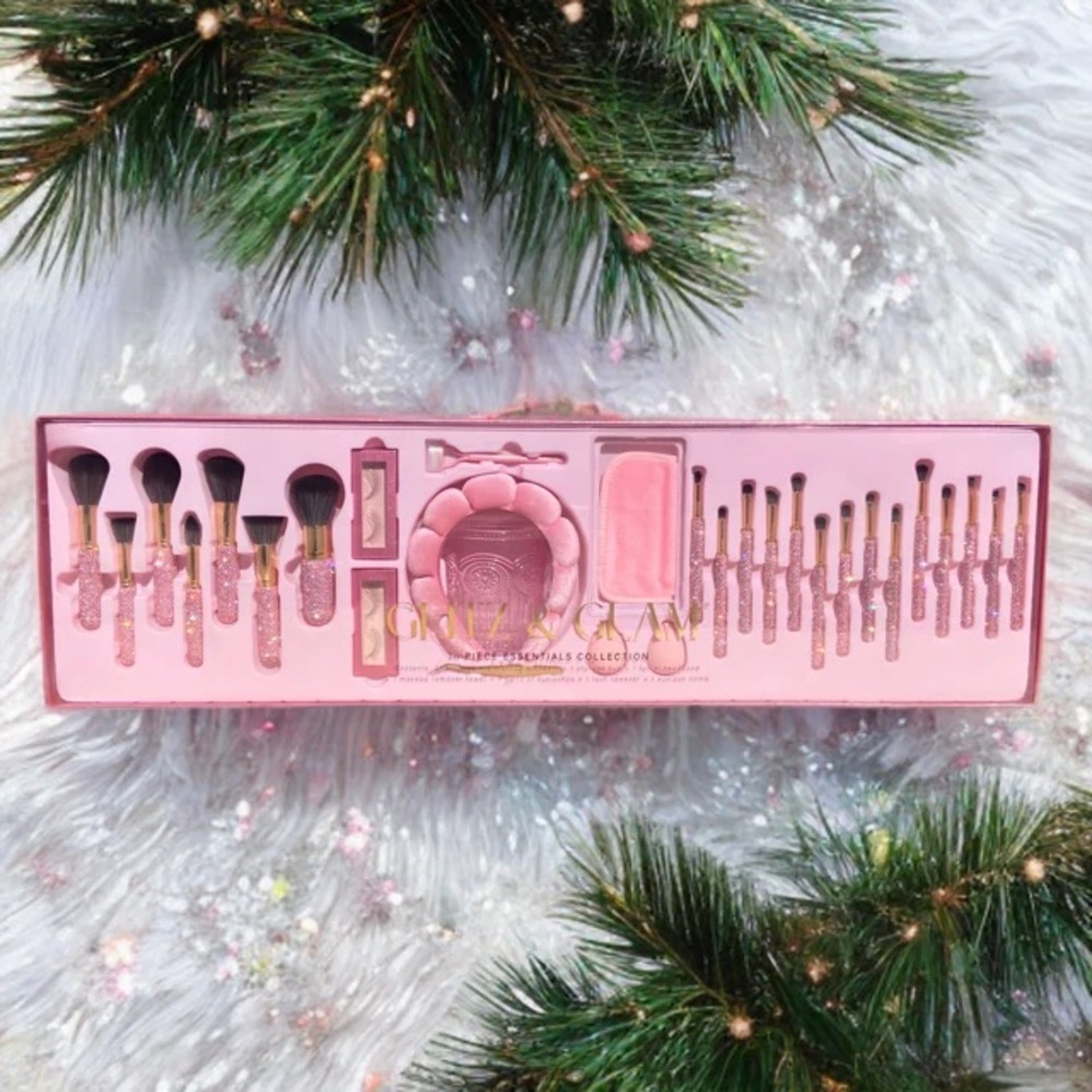 Dusty Rose Pink Mega Glitz & Glam | 30pc Essentials Collection Brush Set